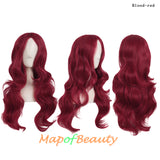 Long Deep Wave Wigs for Women Cosplay Wig Colored Synthetic Fiber Side Bangs