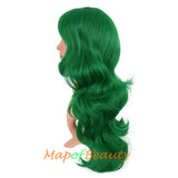 Long Deep Wave Wigs for Women Cosplay Wig Colored Synthetic Fiber Side Bangs