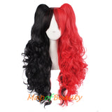 Lolita Cosplay Wigs For Women Long Wave Curly Multi Colored Three-piece Hair Ponytails Separate