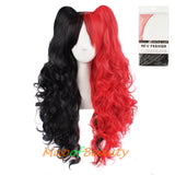 Lolita Cosplay Wigs For Women Long Wave Curly Multi Colored Three-piece Hair Ponytails Separate