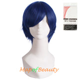 Short Cosplay Anime Wigs Curly Men's Wig Colored Black 12 Inch
