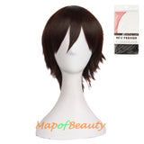 Short Cosplay Anime Wigs Curly Men's Wig Colored Black 12 Inch