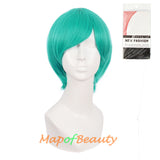 Short Cosplay Anime Wigs Curly Men's Wig Colored Black 12 Inch