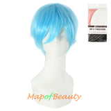 Short Cosplay Anime Wigs Curly Men's Wig Colored Black 12 Inch