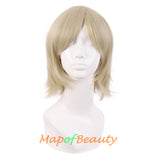 Short Cosplay Anime Wigs Curly Men's Wig Colored Black 12 Inch