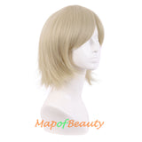 Short Cosplay Anime Wigs Curly Men's Wig Colored Black 12 Inch