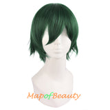 Green short curly wigs