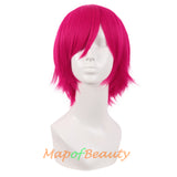 Short Cosplay Anime Wigs Curly Men's Wig Colored Black 12 Inch