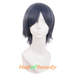 Short Cosplay Anime Wigs Curly Men's Wig Colored Black 12 Inch