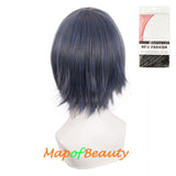 Short Cosplay Anime Wigs Curly Men's Wig Colored Black 12 Inch