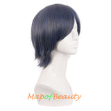 Short Cosplay Anime Wigs Curly Men's Wig Colored Black 12 Inch