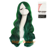 Ombre Wig Synthetic Long Curly Multi Colored Costume Party Cosplay Wigs for Women