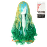 Ombre Wig Synthetic Long Curly Multi Colored Costume Party Cosplay Wigs for Women