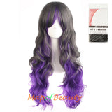 Ombre Wig Synthetic Long Curly Multi Colored Costume Party Cosplay Wigs for Women