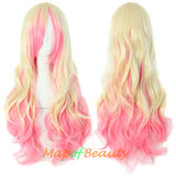 Ombre Wig Synthetic Long Curly Multi Colored Costume Party Cosplay Wigs for Women