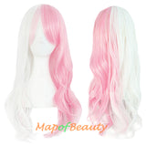 Ombre Wig Synthetic Long Curly Multi Colored Costume Party Cosplay Wigs for Women