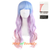 Ombre Wig Synthetic Long Curly Multi Colored Costume Party Cosplay Wigs for Women