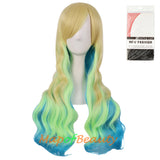 Ombre Wig Synthetic Long Curly Multi Colored Costume Party Cosplay Wigs for Women