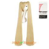 Lolita Hatsune Miku Three-piece Cosplay Wigs Ponytail Claw Clip Lovely Girls Women Long Straight Hair Heat Resistant Ginger