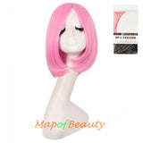 Cosplay with Women Fashion Heat Resistant Unisex Short Straight Beauty Wig（Dark Pink）