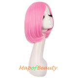 Cosplay with Women Fashion Heat Resistant Unisex Short Straight Beauty Wig（Dark Pink）