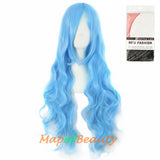 Wave Curly Wigs for Women with Bangs Long Synthetic Fiber Heat Resistant Cosplay Wig Cap