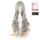 Wave Curly Wigs for Women with Bangs Long Synthetic Fiber Heat Resistant Cosplay Wig Cap