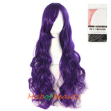 Wave Curly Wigs for Women with Bangs Long Synthetic Fiber Heat Resistant Cosplay Wig Cap