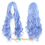 Wave Curly Wigs for Women with Bangs Long Synthetic Fiber Heat Resistant Cosplay Wig Cap