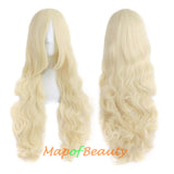 Wave Curly Wigs for Women with Bangs Long Synthetic Fiber Heat Resistant Cosplay Wig Cap