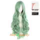 Wave Curly Wigs for Women with Bangs Long Synthetic Fiber Heat Resistant Cosplay Wig Cap