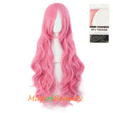 Wave Curly Wigs for Women with Bangs Long Synthetic Fiber Heat Resistant Cosplay Wig Cap