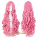 Fluffy,Dark Pink,Long curly,Heat Resistant Wigs
