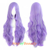 Wave Curly Wigs for Women with Bangs Long Synthetic Fiber Heat Resistant Cosplay Wig Cap