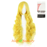 Wave Curly Wigs for Women with Bangs Long Synthetic Fiber Heat Resistant Cosplay Wig Cap