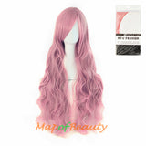 Wave Curly Wigs for Women with Bangs Long Synthetic Fiber Heat Resistant Cosplay Wig Cap