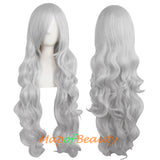 Wave Curly Wigs for Women with Bangs Long Synthetic Fiber Heat Resistant Cosplay Wig Cap