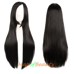 Natural Straight Wigs for Black Women Heat Resistant Synthetic Fiber Daily Use 31 Inch Medium Length Cosplay Wigs