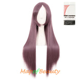 Natural Straight Wigs for Black Women Heat Resistant Synthetic Fiber Daily Use 31 Inch Medium Length Cosplay Wigs