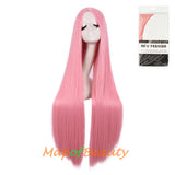 Cosplay Costume Anime Carve Bangs Long Straight Wigs High-temperature Fiber 40 Inch Wig