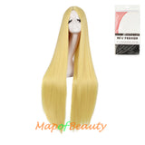 Cosplay Costume Anime Carve Bangs Long Straight Wigs High-temperature Fiber 40 Inch Wig