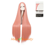 Cosplay Costume Anime Carve Bangs Long Straight Wigs High-temperature Fiber 40 Inch Wig