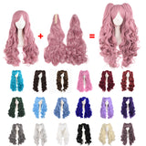 Lace wig,Long curly,Rouge Pink,Blue,White,Three Pieces