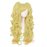 Lolita Lace Curly Wigs Tiger Cilp Horsetail Three-pieces Cosplay Anime Wigs