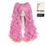 Lolita Lace Curly Wigs Tiger Cilp Horsetail Three-pieces Cosplay Anime Wigs