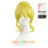 Anime Cosplay Charming Short Curly Clip On Ponytails Wig Costume Party Wigs Yellow