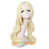 Long Deep Wave Braided Wigs For Women Carve Bangs Wavy Curly Cosplay Synthetic Fiber（Granny Gray/White/Pine Green）