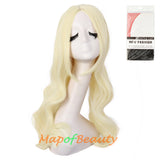 Long Deep Wave Braided Wigs For Women Carve Bangs Wavy Curly Cosplay Synthetic Fiber（Granny Gray/White/Pine Green）
