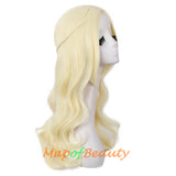 Long Deep Wave Braided Wigs For Women Carve Bangs Wavy Curly Cosplay Synthetic Fiber（Granny Gray/White/Pine Green）