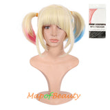 Sweet And lovely gradient Colorful Short Double Pony Tail Cosplay Costume Anime Wigs